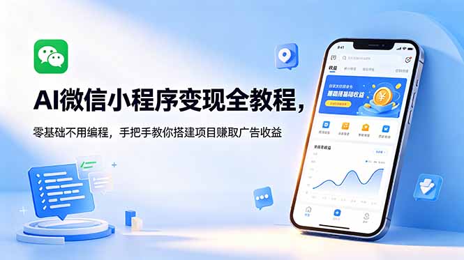 AI微信小程序变现全教程,零基础不用编程,手把手教你搭建项目赚取广告收益-时光云网创