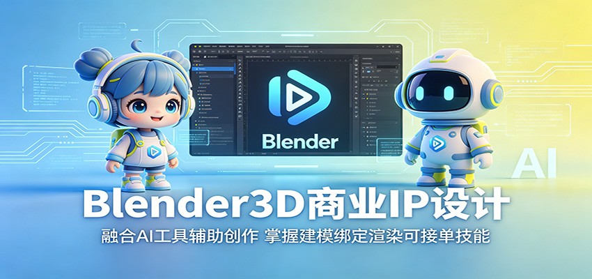 Blender3D商业IP设计：融合AI工具辅助创作，掌握建模绑定渲染可接单技能-时光云网创