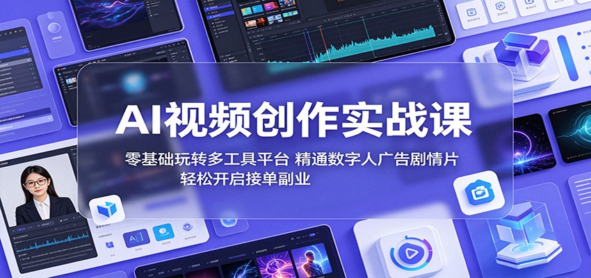 AI视频创作实战课：零基础玩转多工具平台，精通数字人广告、剧情片，轻松开启接单副业-时光云网创