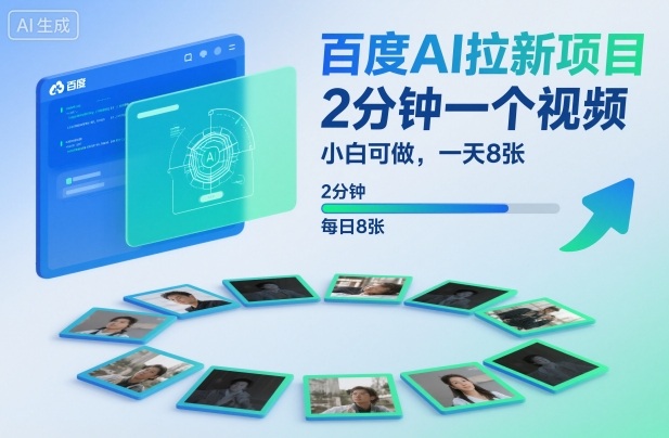百度AI拉新项目,2分钟一个视频,小白可做,一天8张【附案例+保姆级教程】-时光云网创