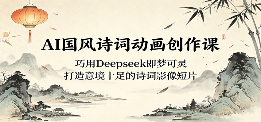 AI国风诗词动画创作课:巧用Deepseek即梦可灵,打造意境十足的诗词影像短片-时光云网创