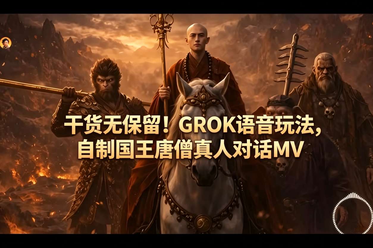 干货无保留！GROK语音玩法，自制国王唐僧真人对话MV-时光云网创