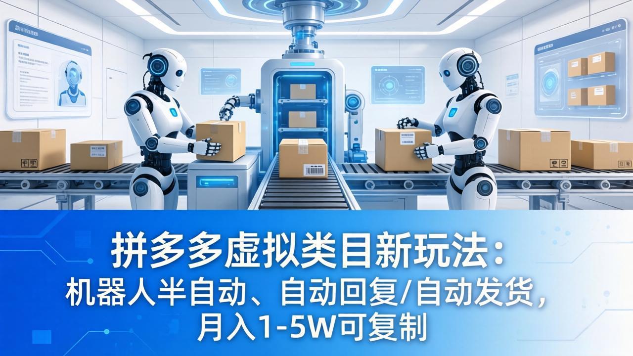 拼多多虚拟类目新玩法：机器人半自动、自动回复 /自动发货，月入 1-5W 可复制-时光云网创