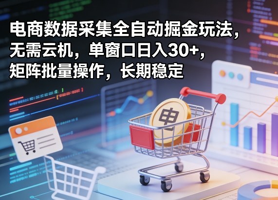 独家电商数据采集全自动掘金玩法，无需云机，单窗口日入30+，矩阵批量操作，长期稳定【揭秘】-时光云网创