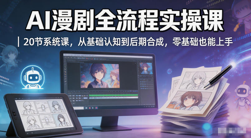AI漫剧全流程实操课｜20节系统课，从基础认知到后期合成，零基础也能上手-时光云网创