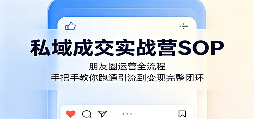 私域成交实战营SOP：朋友圈运营全流程，手把手教你跑通引流到变现完整闭环-时光云网创