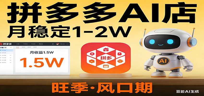 开一家拼多多AI店，月稳定1-2W，目前旺季，风口期！-时光云网创