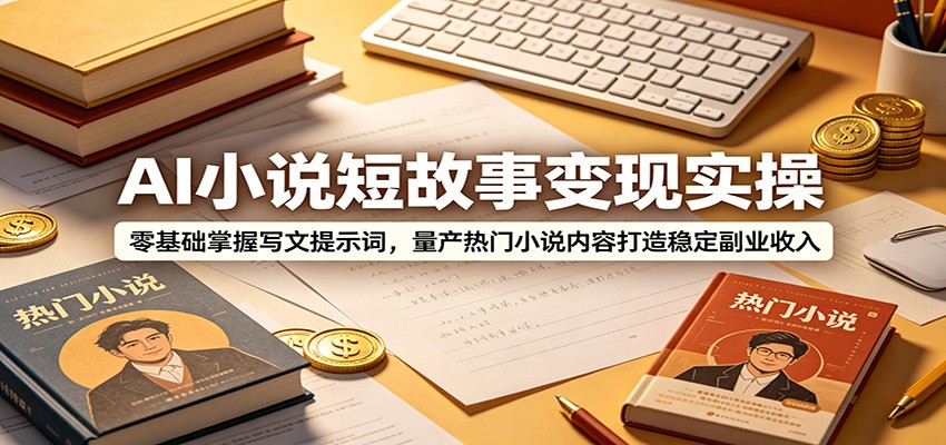 AI小说短故事变现实操：零基础掌握写文提示词，量产热门小说内容打造稳定副业收入-时光云网创