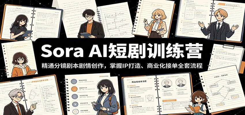 Sora AI短剧训练营:精通分镜剧本剧情创作,掌握IP打造、商业化接单全套流程-时光云网创