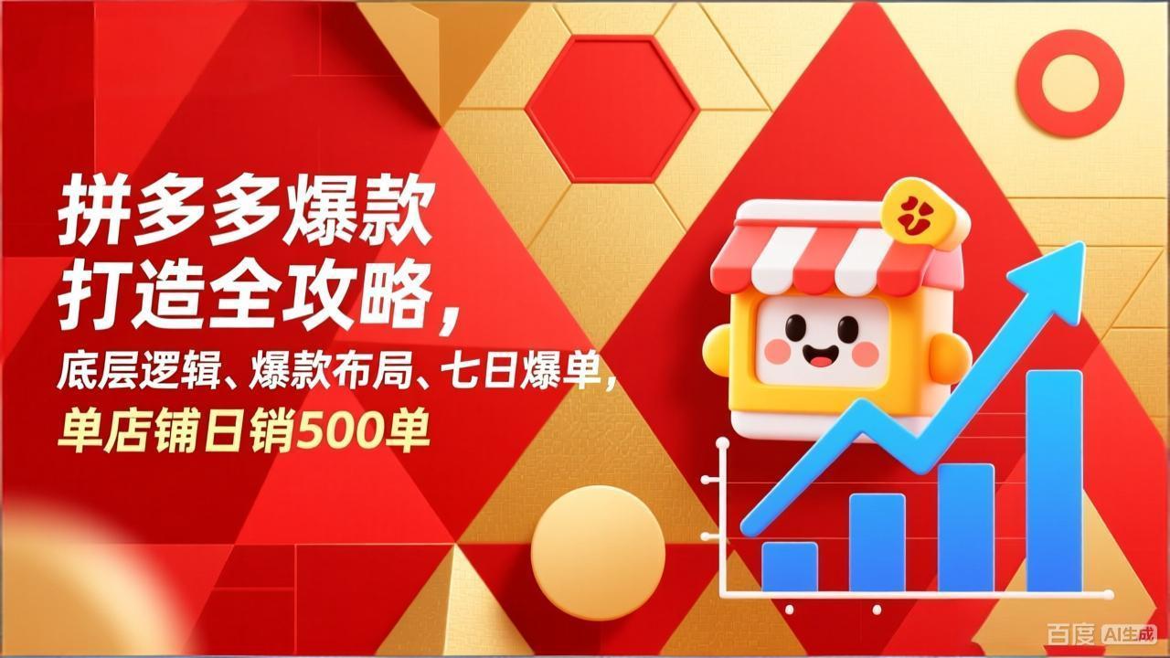 拼多多爆款打造全攻略，底层逻辑、爆款布局、七日爆单，单店铺日销500单-时光云网创