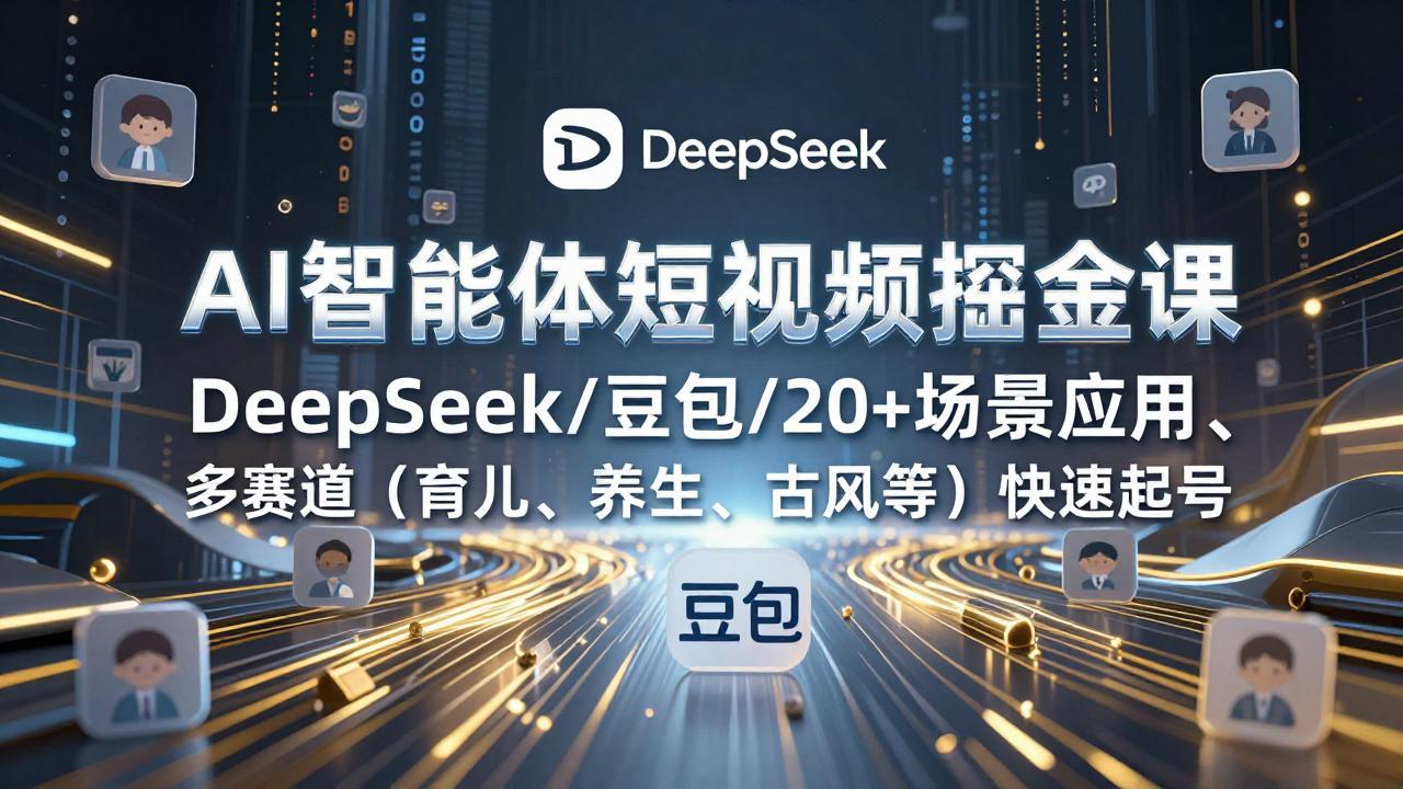 AI智能体短视频掘金课，DeepSeek/豆包/20+场景应用、多赛道(育儿、养生、古风等-时光云网创