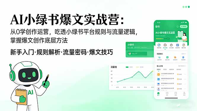 AI 小绿书爆文实战营：从0学创作运营，吃透小绿书平台规则与流量逻辑，掌握爆文创作底层方法-时光云网创