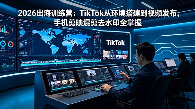 2026出海训练营：TikTok从环境搭建到视频发布，手机剪映混剪去水印全掌握-时光云网创