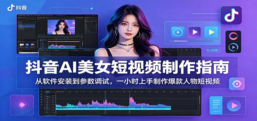 抖音AI美女短视频制作指南：从软件安装到参数调试，一小时上手制作爆款人物短视频-时光云网创