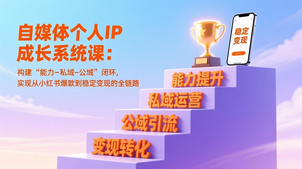 自媒体个人IP成长系统课：构建“能力-私域-公域”闭环，实现从小红书爆款到稳定变现的全链路-时光云网创