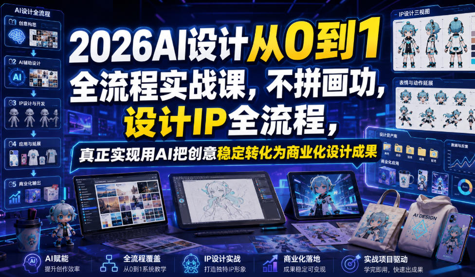 2026AI设计从0到1全流程实战课，不拼画功，设计IP全流程，真正实现用AI把创意稳定转化为商业化设计成果-时光云网创