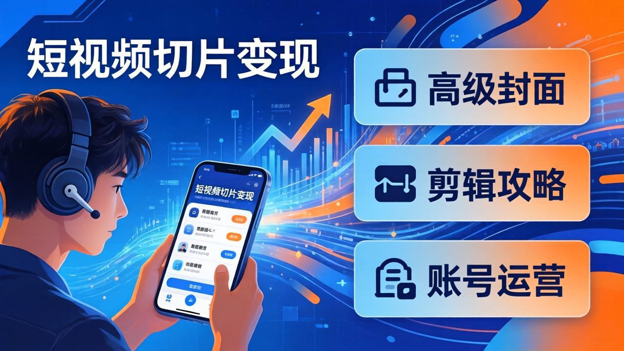 短视频切片变现速成班2.0：高级封面+剪辑攻略+账号运营，0基础小白快速入局副业-时光云网创