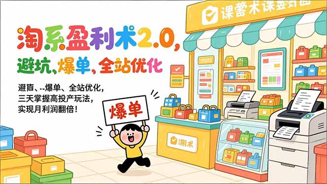 淘系盈利术2.0，避坑、爆单、全站优化，三天掌握高投产玩法，实现月利润翻倍！-时光云网创