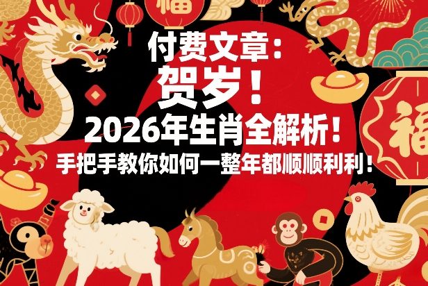 付费文章：贺岁！2026年生肖全解析！手把手教你如何一整年都顺顺利利！-时光云网创