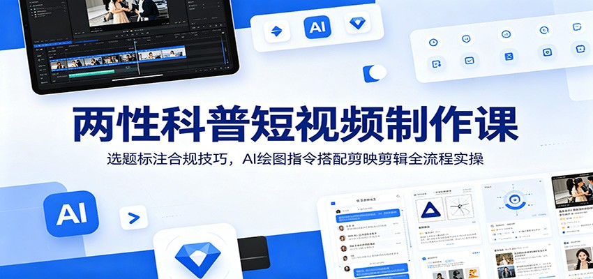 两性科普短视频制作课：选题标注合规技巧，AI绘图指令搭配剪映剪辑全流程实操-时光云网创