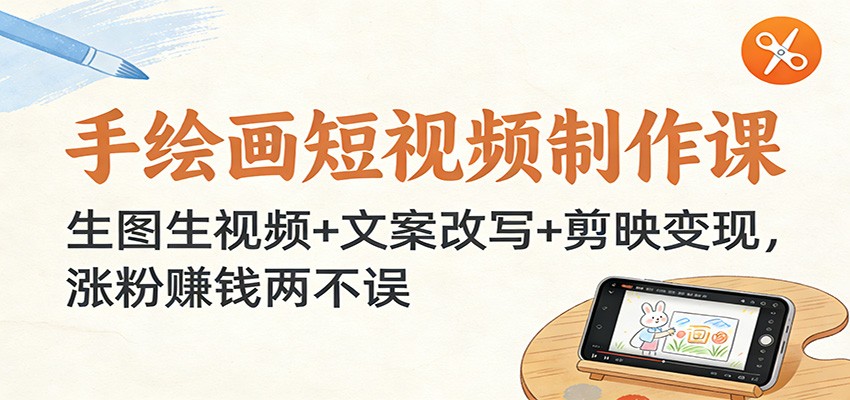 手绘画短视频制作课：生图生视频+文案改写+剪映变现，涨粉赚钱两不误-时光云网创