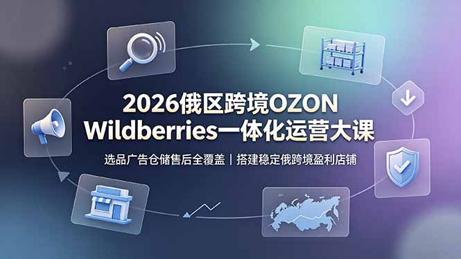 2026俄区跨境OZON Wildberries一体化运营大课，选品广告仓储售后全覆盖，搭建稳定俄跨境盈利店铺-时光云网创