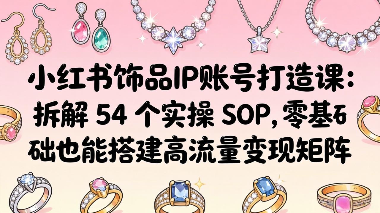 小红书饰品IP账号打造课：拆解 54 个实操 SOP，零基础也能搭建高流量变现矩阵-时光云网创