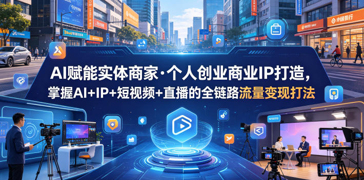 AI赋能实体商家·个人创业商业IP打造，掌握AI+IP+短视频+直播的全链路流量变现打法-时光云网创