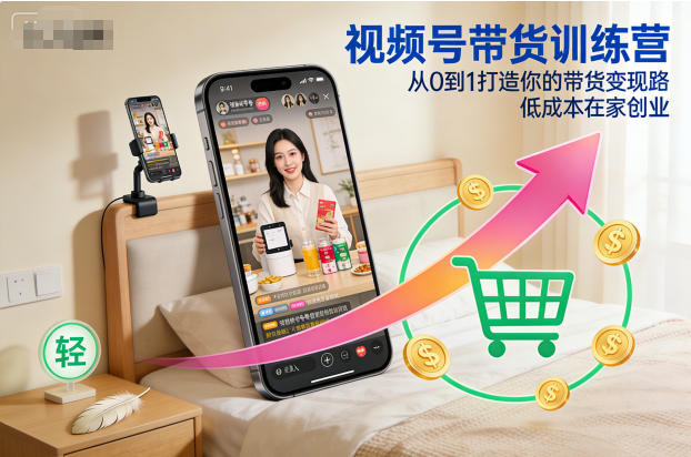 视频号带货训练营,从0到1打造你的带货变现路,低成本在家创业-时光云网创