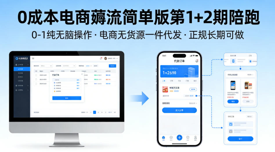 0成本电商薅流简单版第1+2期陪跑，0-1纯无脑操作，电商无货源一件代发，正规长期可做-时光云网创