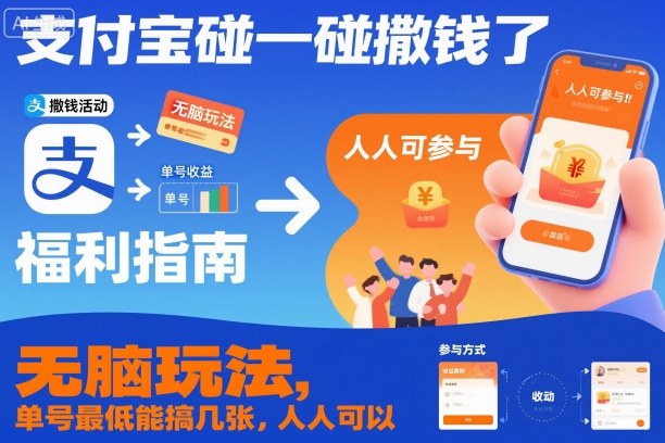 支付宝碰一碰撒钱了,无脑玩法,单号最低能搞几张,人人可以撸【揭秘】-时光云网创