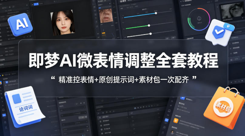 即梦AI微表情调整全套教程，精准控表情+原创提示词+素材包一次配齐-时光云网创