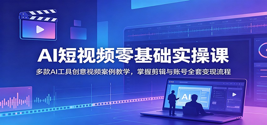 AI短视频零基础实操课：多款AI工具创意视频案例教学，掌握剪辑与账号全套变现流程-时光云网创