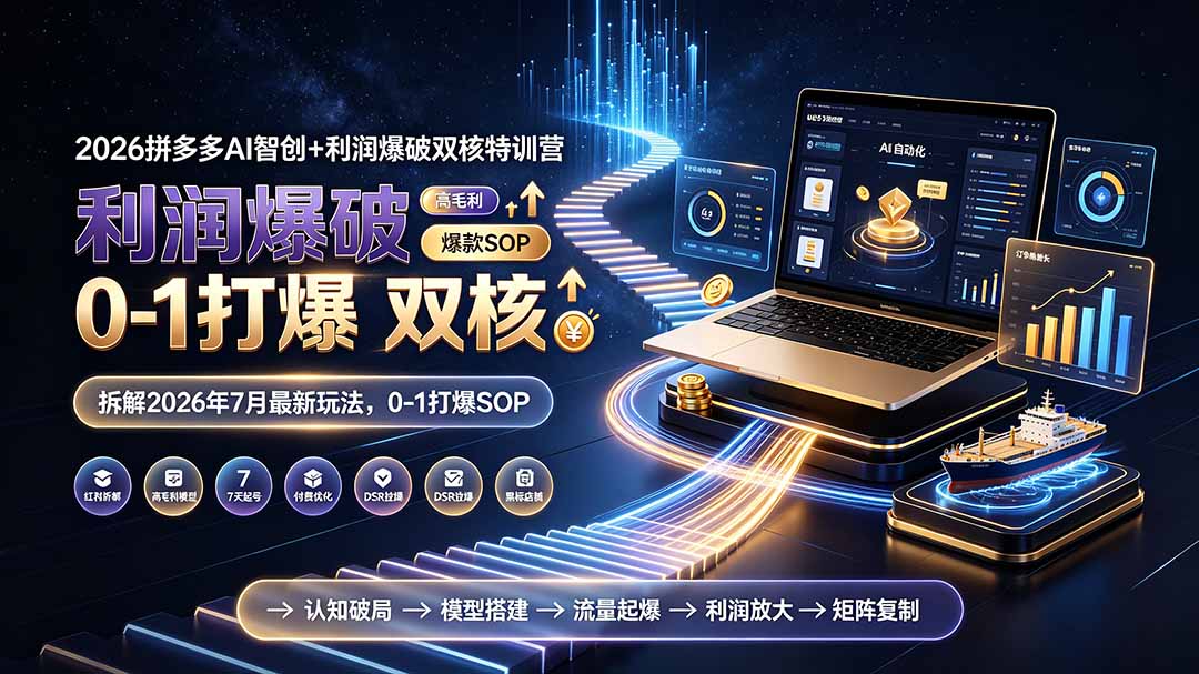 2026拼多多AI智创+利润爆破双核特训营-更新：拆解2026年7月最新玩法，0-1打爆SOP-时光云网创