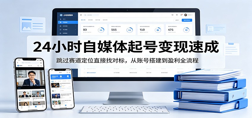 24小时自媒体起号变现速成，跳过赛道定位直接找对标，从账号搭建到盈利全流程-时光云网创