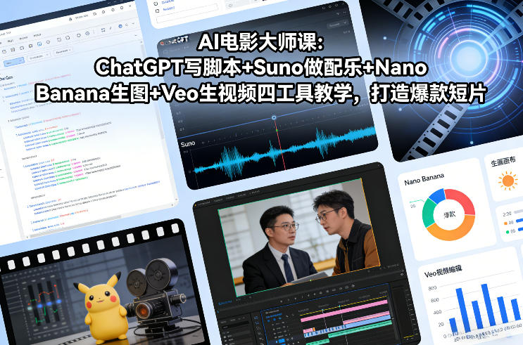 AI电影大师课：ChatGPT写脚本+Suno做配乐+Nano Banana生图+Veo生视频，打造爆款短片-时光云网创