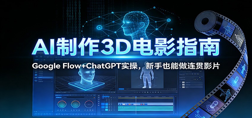 AI制作3D电影指南：Google Flow+ChatGPT实操，新手也能做连贯影片-时光云网创