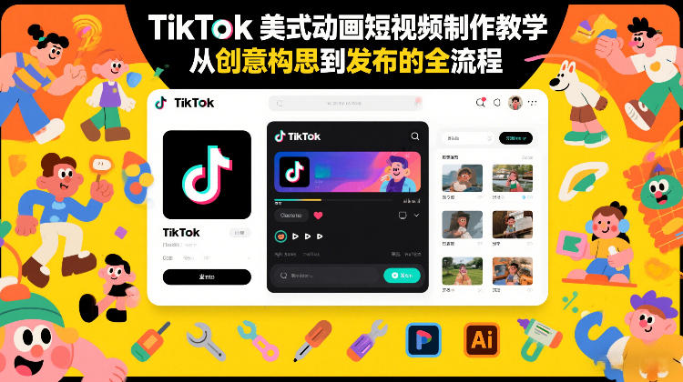 TikTok美式动画短视频制作教学，从创意构思到发布的全流程-时光云网创