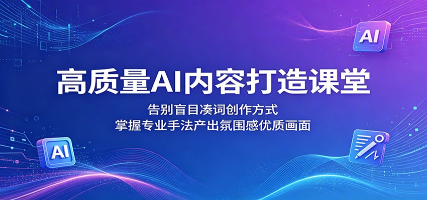 高质量AI内容打造课堂：告别盲目凑词创作方式，掌握专业手法产出氛围感优质画面-时光云网创