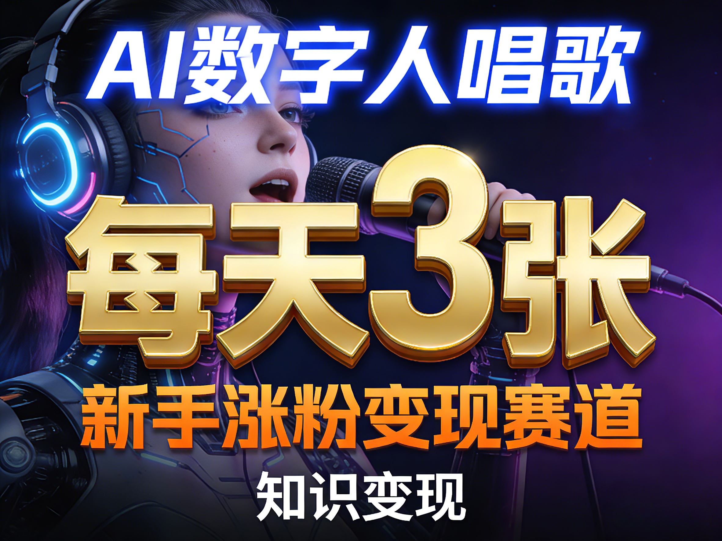 AI数字人唱歌，新手涨粉变现赛道，每天3张和知识付费，副业必备-时光云网创