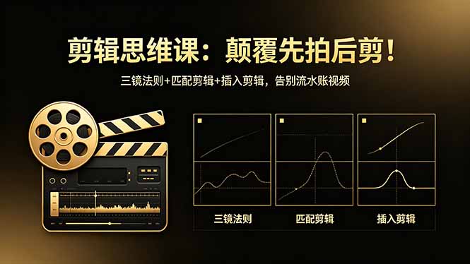 剪辑思维课：颠覆先拍后剪！三镜法则+匹配剪辑+插入剪辑，告别流水账视频-时光云网创