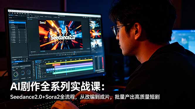 AI剧作全系列实战课:Seedance2.0+Sora2全流程,从改编到成片,批量产出高质量短剧-时光云网创
