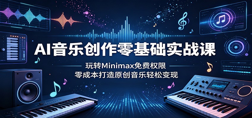 AI音乐创作零基础实战课：玩转Minimax免费权限，零成本打造原创音乐轻松变现-时光云网创