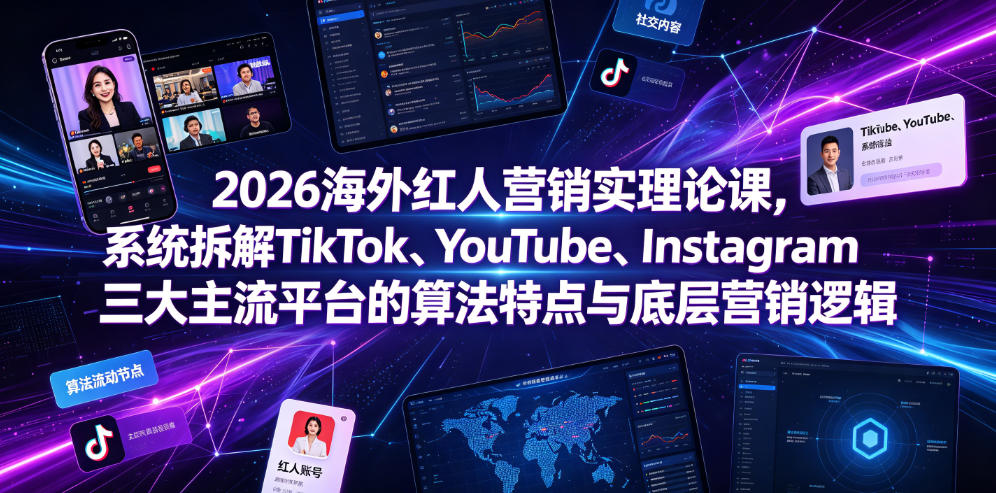 2026海外红人营销实理论课,系统拆解TikTok、YouTube、Instagram三大主流平台的算法特点与底层营销逻辑-时光云网创