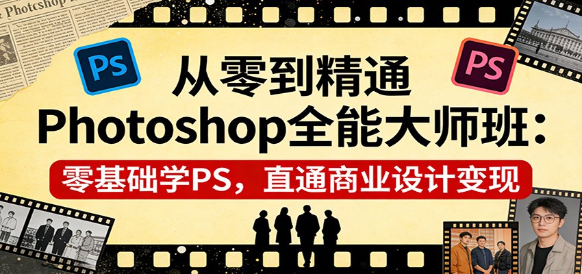 从零到精通Photoshop全能大师班：零基础学PS，直通商业设计变现-时光云网创
