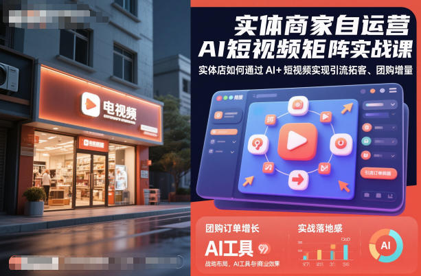 实体商家自运营AI短视频矩阵实战课,实体店如何通过AI+短视频实现引流拓客、团购增量-时光云网创