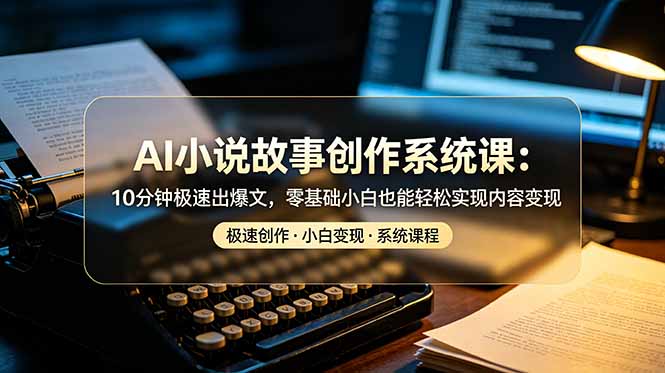 AI小说故事创作系统课：10分钟极速出爆文，零基础小白也能轻松实现内容变现-时光云网创