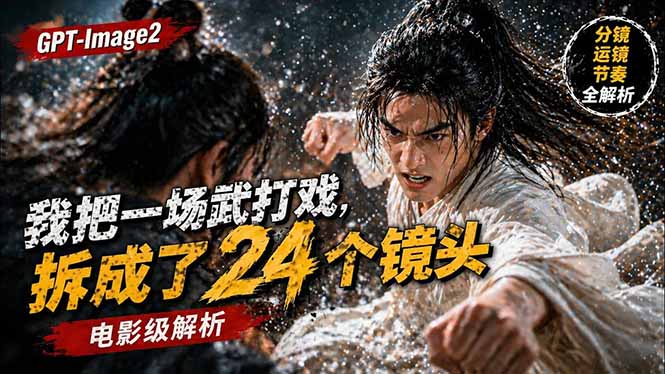 用GPT-Image2，把一段武打对决拆成24个连续镜头，从人物建立、动作衔接、运镜节奏，到情绪爆发-时光云网创