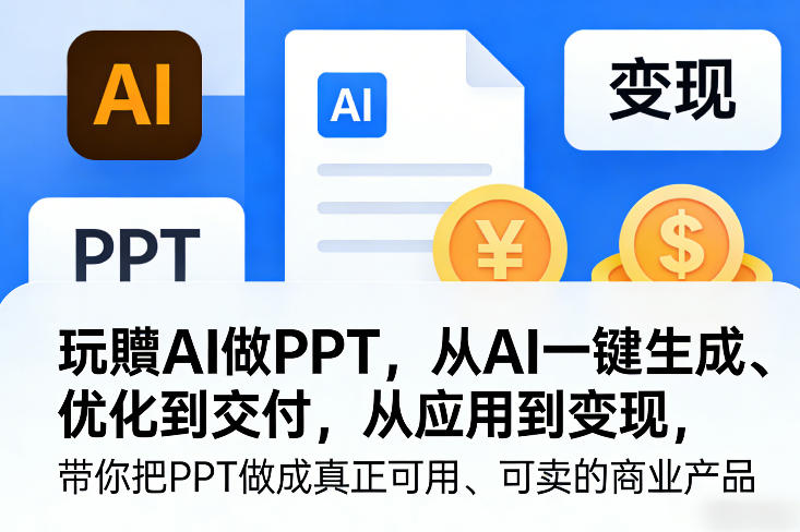 玩賺AI做PPT，从AI一键生成、优化到交付，从应用到变现，带你把PPT做成真正可用、可卖的商业产品-时光云网创