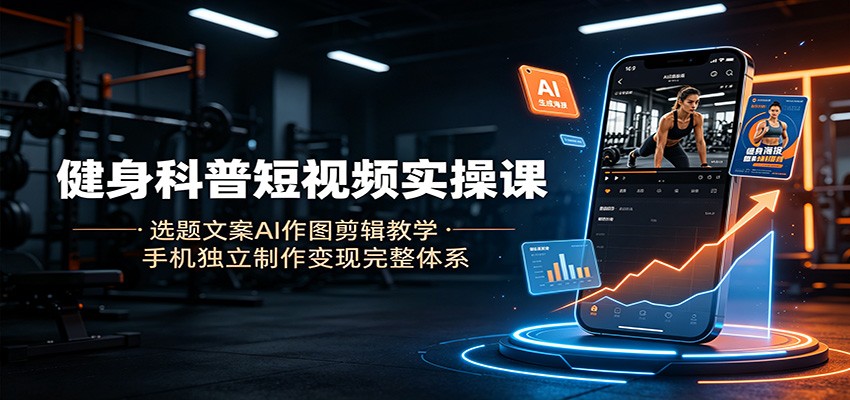 健身科普短视频实操课：选题文案AI作图剪辑教学，手机独立制作变现完整体系-时光云网创